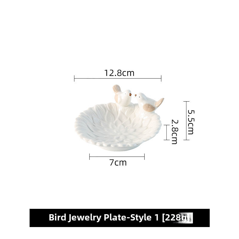 Birds dessert plates, ceramic jewelry storage plates, soap dishes