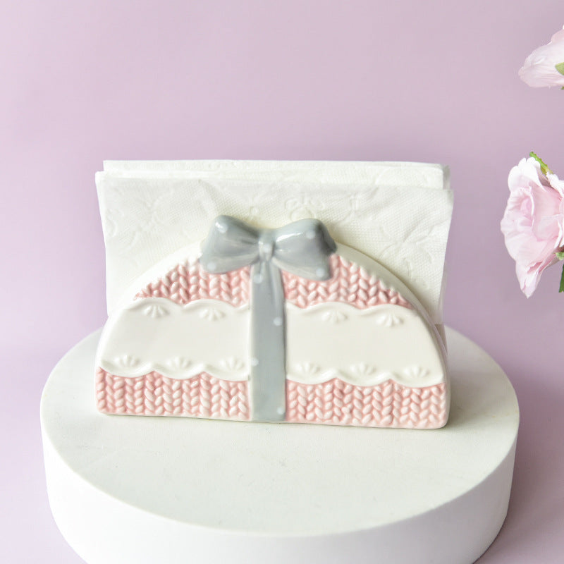 Ceramic Napkin Holder Knitted Embossed Pattern