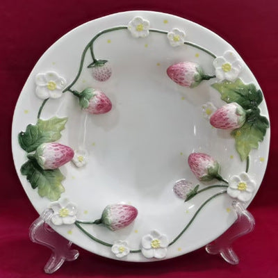 Popular Strawberry Series Embossed Ceramic Tableware, Rice Bowl, Soup Plate, Dumpling Plate, Salad Bowl, Dim Sum Plate
