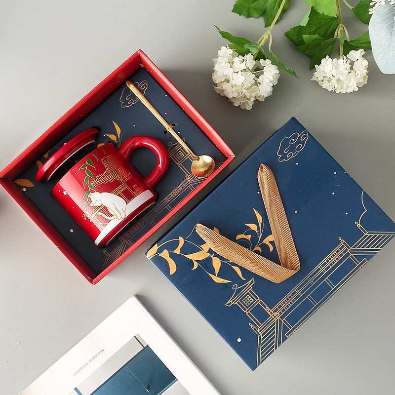 Temperature Sensitive Color-Changing Ceramic Mug Gift Box, Mug With Lid And Spoon