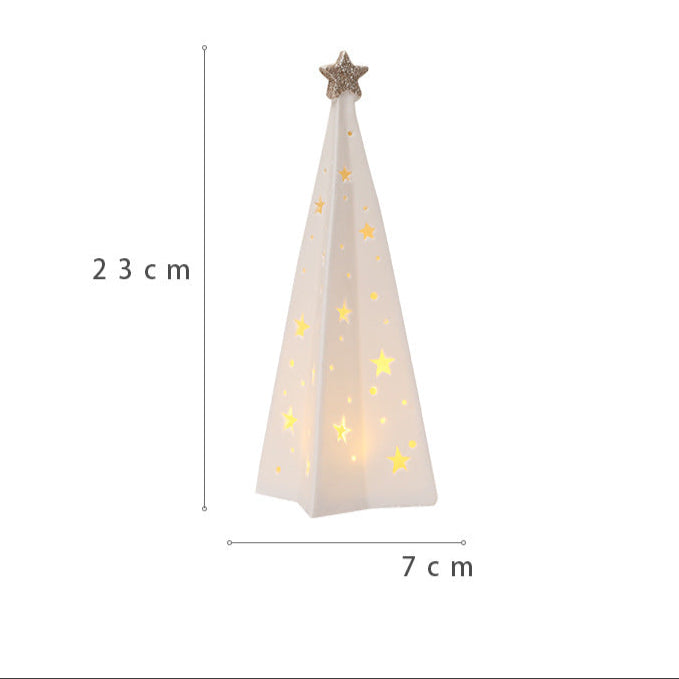 Cross Border Christmas Decoration Home Table Ornaments Ceramic Christmas Snowman Elk Glow Lamp Ornaments