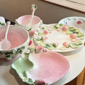Popular Strawberry Series Embossed Ceramic Tableware, Rice Bowl, Soup Plate, Dumpling Plate, Salad Bowl, Dim Sum Plate