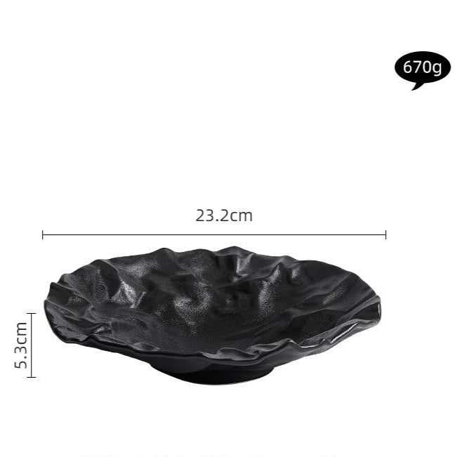 Pleated Deep Dish Plate Bowl Premium Japanese Style Tableware Western Food Salad Ceramic High-End Plate
