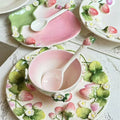 Popular Strawberry Series Embossed Ceramic Tableware, Rice Bowl, Soup Plate, Dumpling Plate, Salad Bowl, Dim Sum Plate