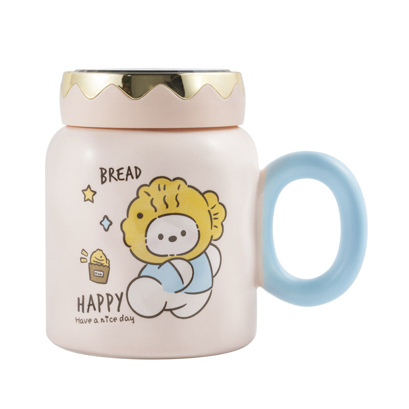 Creative Cartoon Bear Ceramic Mug Office Mug With Lid