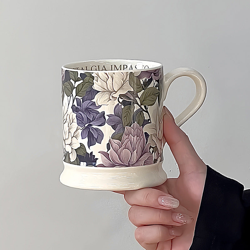 Retro Style Floral Mug High Temperature Resistant Afternoon Tea Ceramic Mug Set Premium Housewarming Gifts