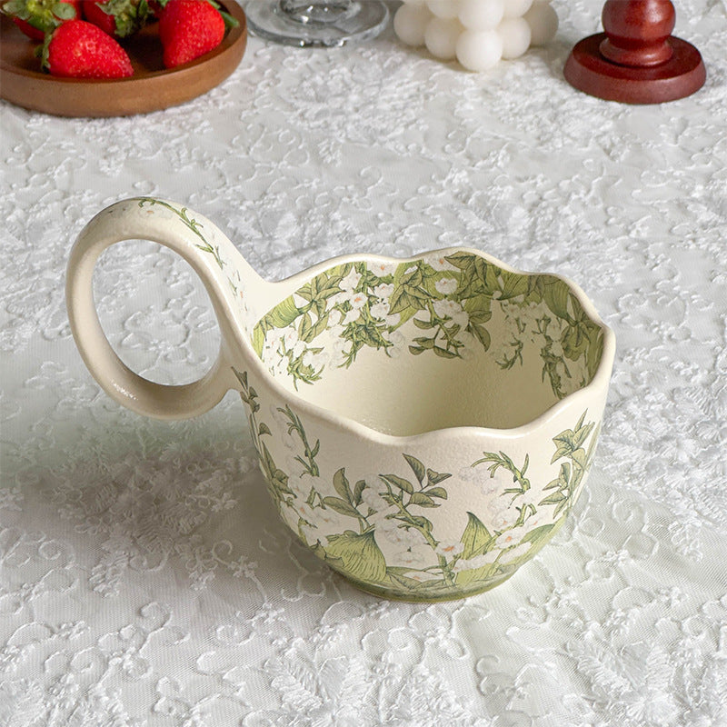 Ceramic Mug with Spoon, Breakfast Mug, Oatmeal Bowl, Coffee Cup
