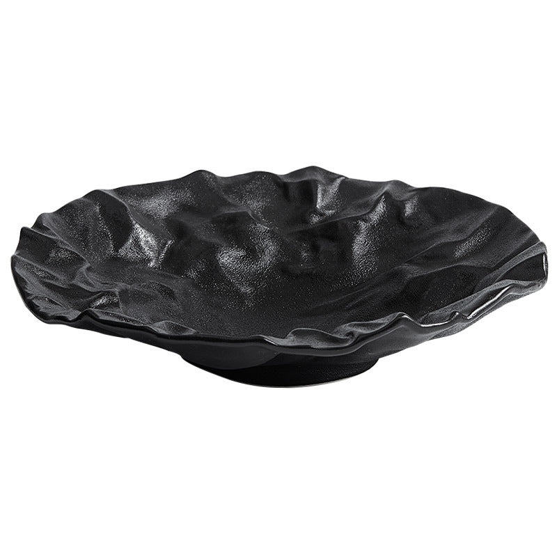 Pleated Deep Dish Plate Bowl Premium Japanese Style Tableware Western Food Salad Ceramic High-End Plate