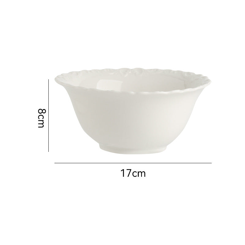 French Style Cream Dinnerware Ceramic Western Dinner Plate Lace Vintage Dessert Plate Cream Cake Plate
