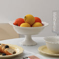 French Style Cream Dinnerware Ceramic Western Dinner Plate Lace Vintage Dessert Plate Cream Cake Plate
