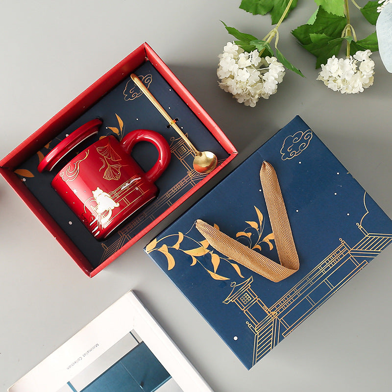 Temperature Sensitive Color-Changing Ceramic Mug Gift Box, Mug With Lid And Spoon
