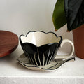 Hand Color Tulip Flowers Ceramic Coffee Cup Set Afternoon Tea Latte Cup