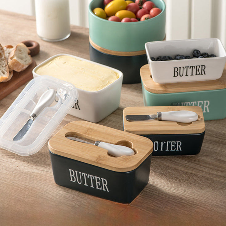 Butter dish with butter knife
visable butter box