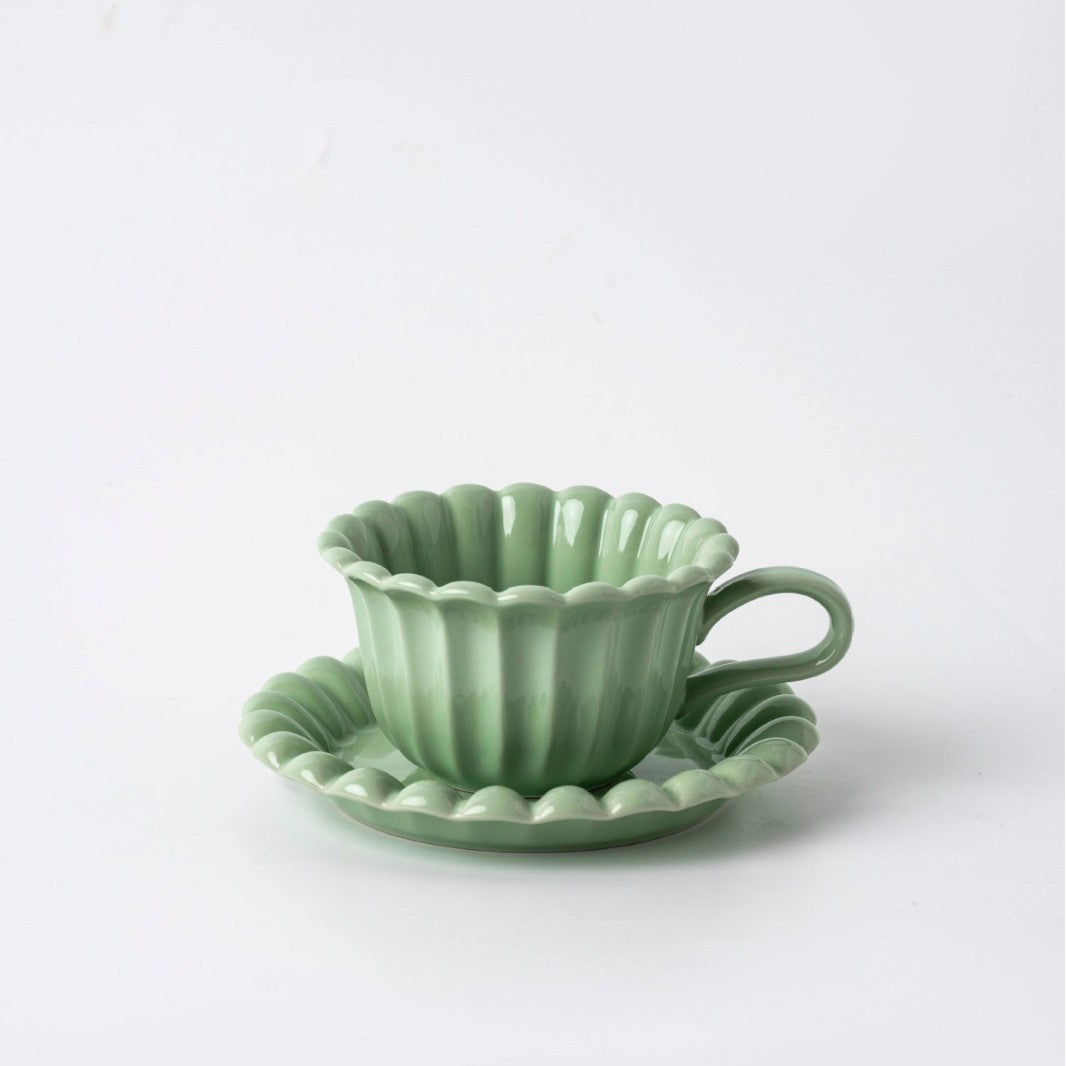Palace Embossed Style Afternoon Tea Ceramic Coffee Cups