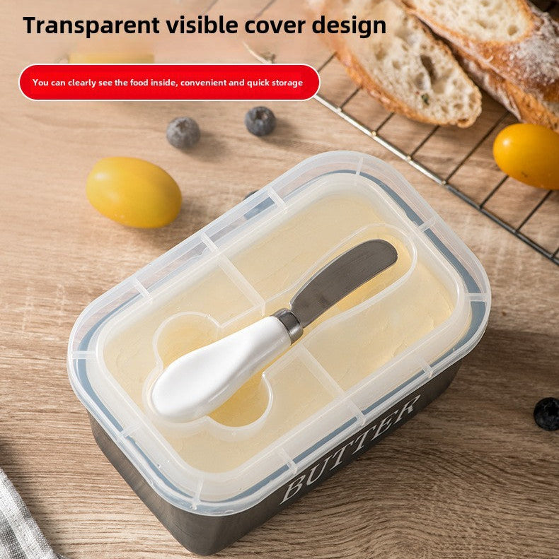 Butter dish with butter knife
visable butter box