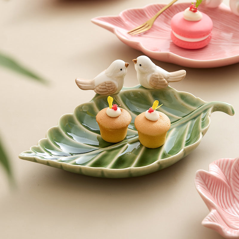 Birds dessert plates, ceramic jewelry storage plates, soap dishes