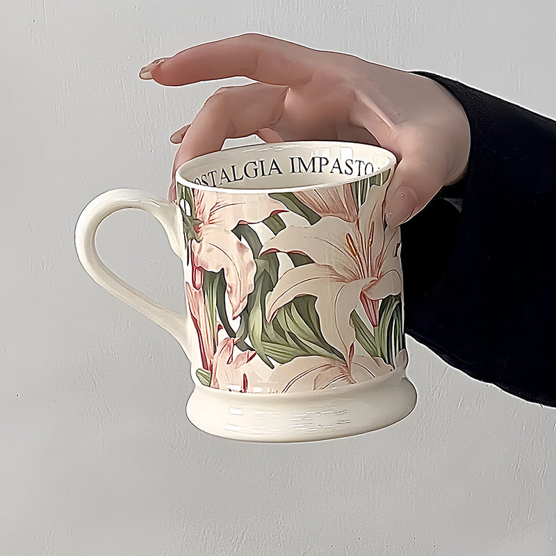 Retro Style Floral Mug High Temperature Resistant Afternoon Tea Ceramic Mug Set Premium Housewarming Gifts