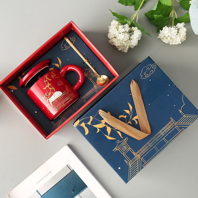 Temperature Sensitive Color-Changing Ceramic Mug Gift Box, Mug With Lid And Spoon