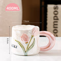 Ceramic Mug with Flower Pearl Glaze