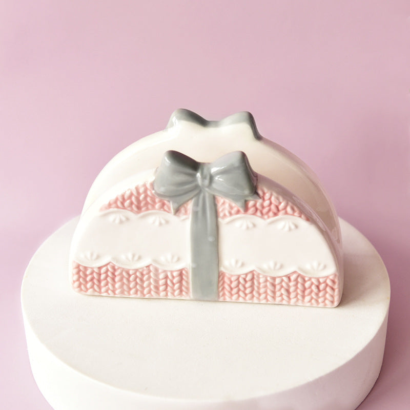 Ceramic Napkin Holder Knitted Embossed Pattern