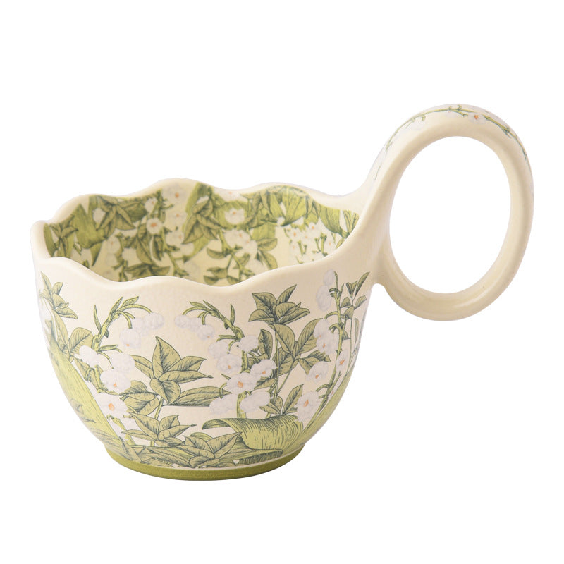 Ceramic Mug with Spoon, Breakfast Mug, Oatmeal Bowl, Coffee Cup