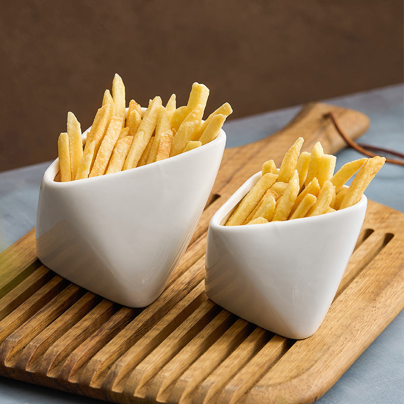 Porcelain Folded Edge French Fries Chips Cup