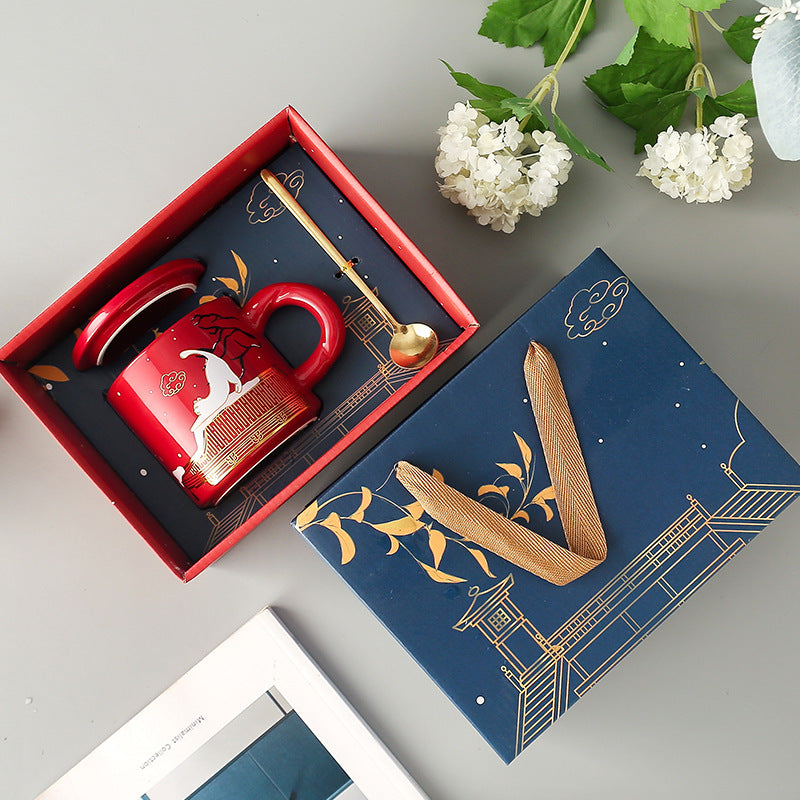 Temperature Sensitive Color-Changing Ceramic Mug Gift Box, Mug With Lid And Spoon