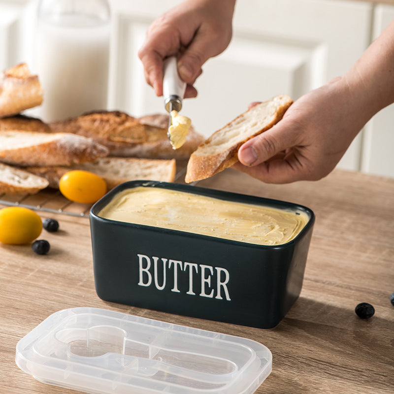 Butter dish with butter knife
visable butter box