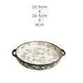 Japanese Style Baking Tray Ceramic Pizza Tray Microwave Oven High Temperature Resistant Baking Tray Tableware