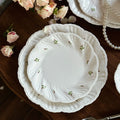 French Vintage Rose Branch Embossed Ceramic Dinner Plate Ceramic Bowl Ceramic Saucer