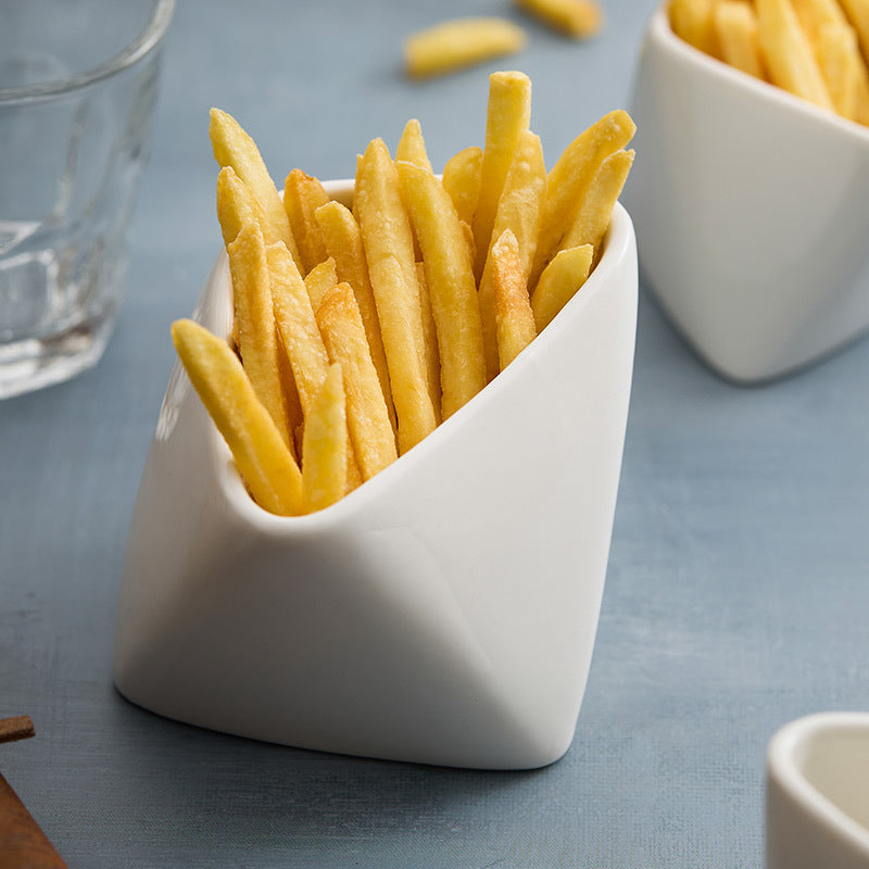 Porcelain Folded Edge French Fries Chips Cup