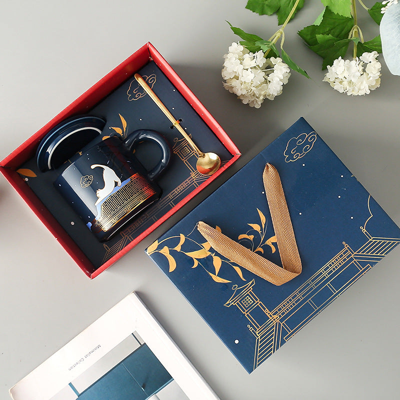 Temperature Sensitive Color-Changing Ceramic Mug Gift Box, Mug With Lid And Spoon