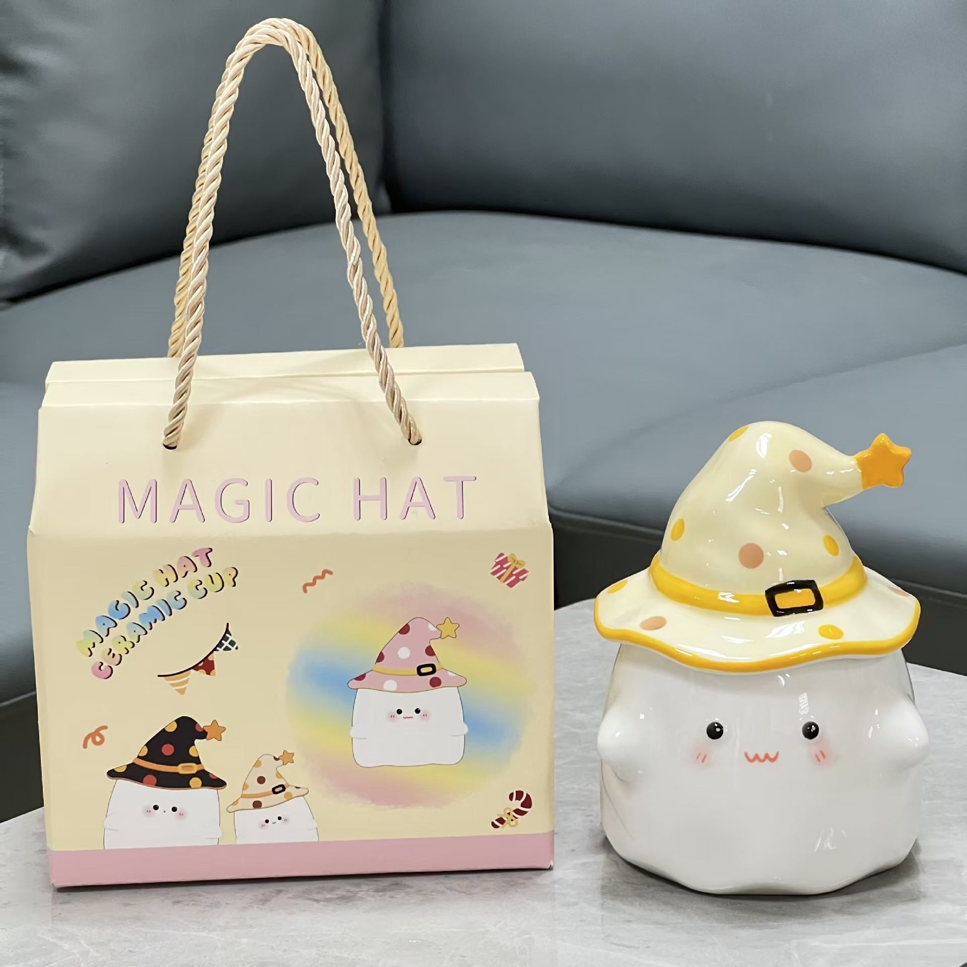High Value Mug Cute Water Cup With Lid Halloween Gift Cartoon Ghost Ceramic Mug