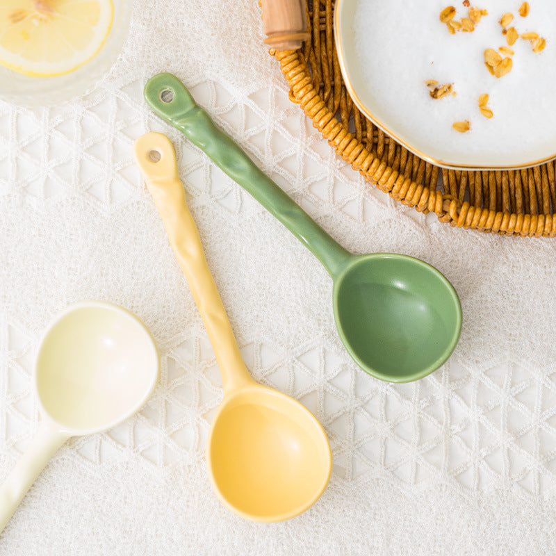 Porcelain Long Handle Spoon Soup Spoon