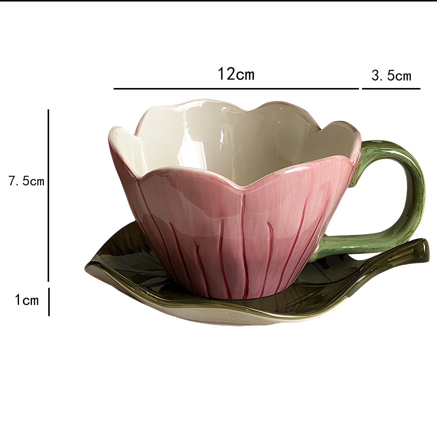 Hand Color Tulip Flowers Ceramic Coffee Cup Set Afternoon Tea Latte Cup