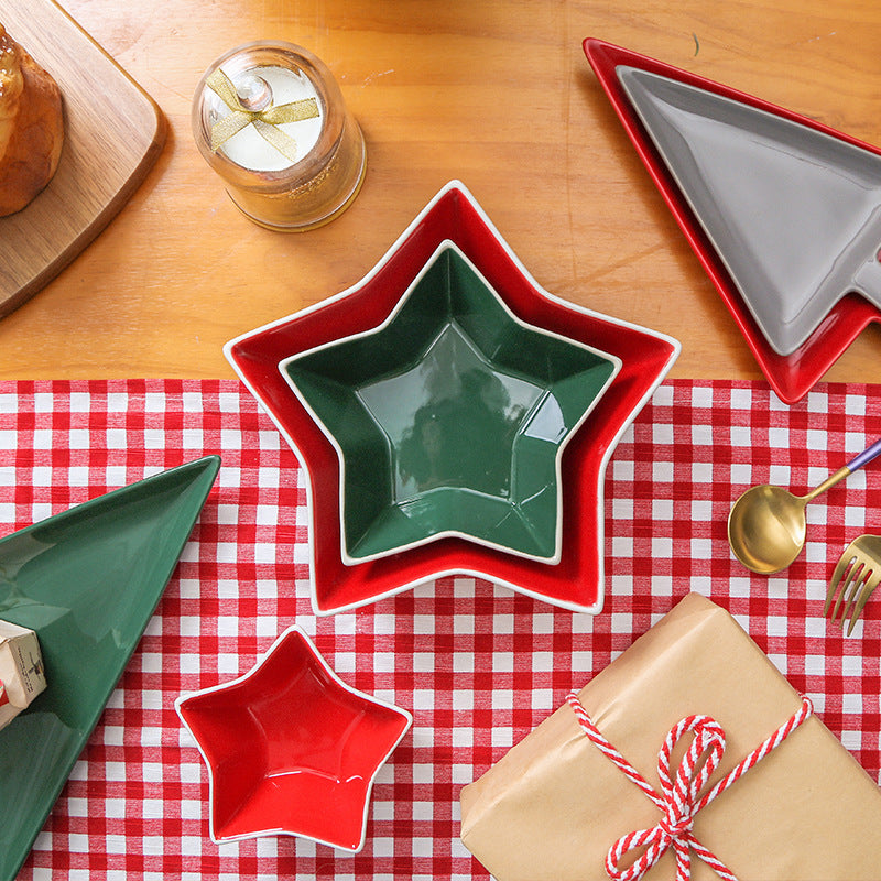 Ceramic Christmas Tree Plate, Dinner Plate, Snack Plate Breakfast Plate Dessert Plate 
