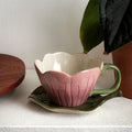 Hand Color Tulip Flowers Ceramic Coffee Cup Set Afternoon Tea Latte Cup