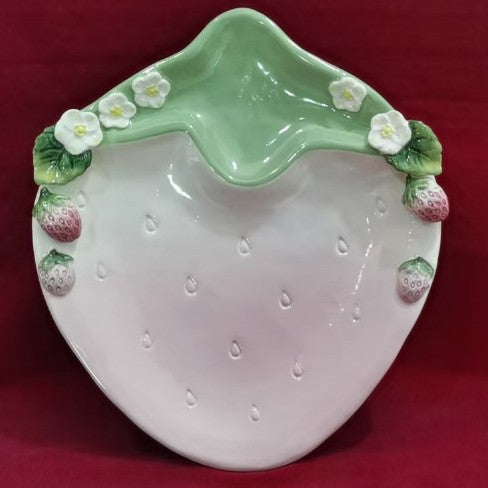 Popular Strawberry Series Embossed Ceramic Tableware, Rice Bowl, Soup Plate, Dumpling Plate, Salad Bowl, Dim Sum Plate