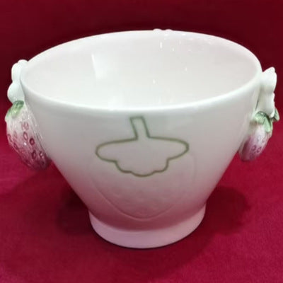 Popular Strawberry Series Embossed Ceramic Tableware, Rice Bowl, Soup Plate, Dumpling Plate, Salad Bowl, Dim Sum Plate