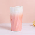 Double-Wall Ceramic Mug with Lid, Small Fresh Gradient Color Pearl Glaze Portable Mug, Coffee Mug