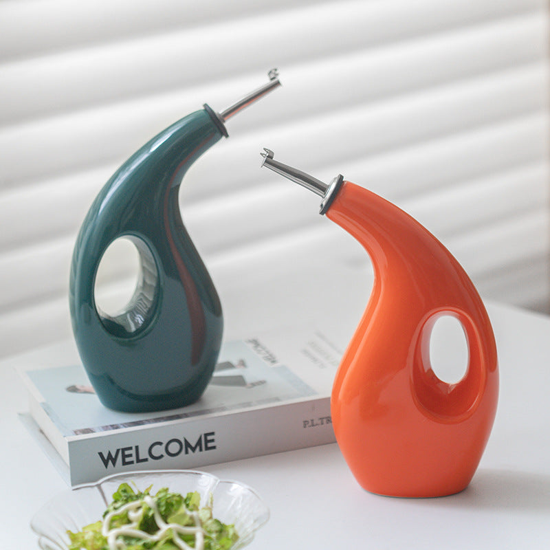 Ergonomic Design Ceramic Oil and Vinegar Bottle
