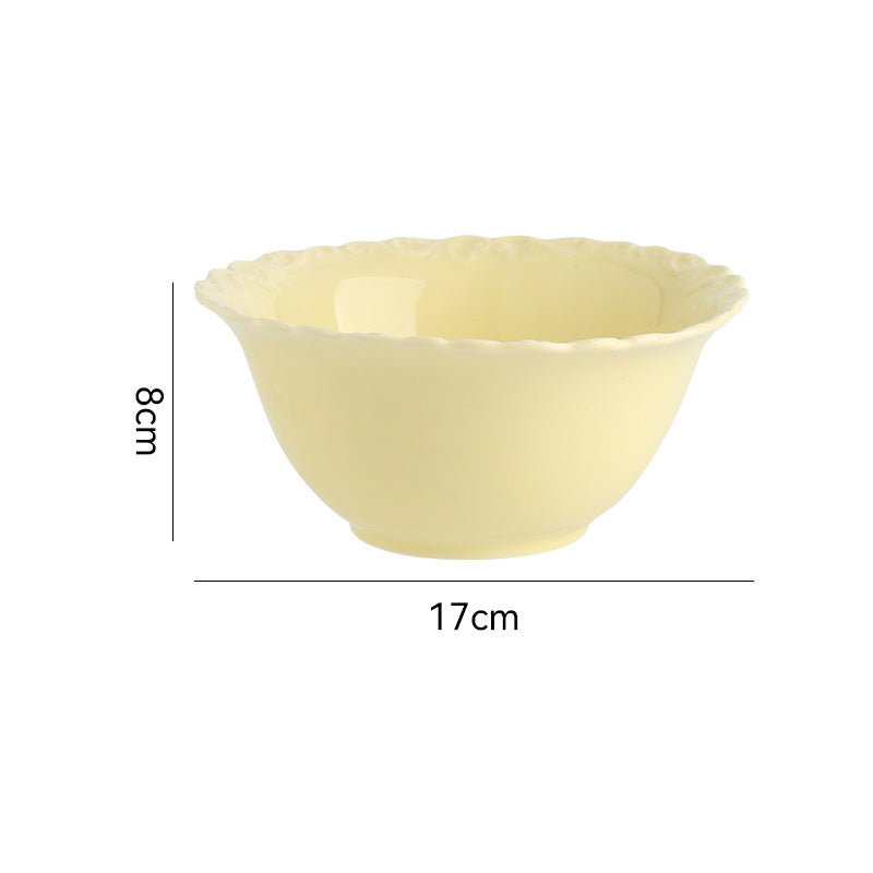 French Style Cream Dinnerware Ceramic Western Dinner Plate Lace Vintage Dessert Plate Cream Cake Plate