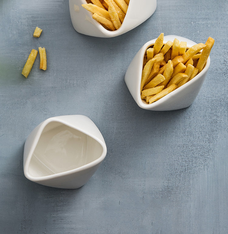 Porcelain Folded Edge French Fries Chips Cup
