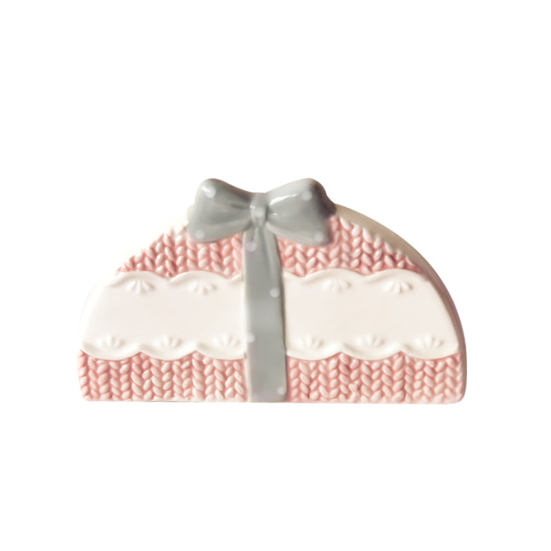 Ceramic Napkin Holder Knitted Embossed Pattern