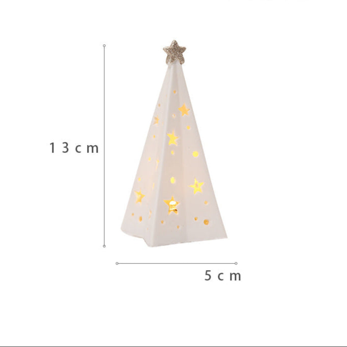 Cross Border Christmas Decoration Home Table Ornaments Ceramic Christmas Snowman Elk Glow Lamp Ornaments
