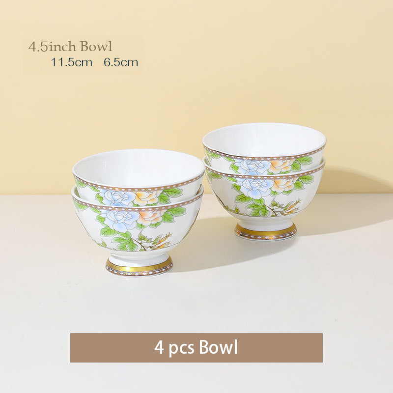High-end Chinese Style Gold-rimmed Bone China Tableware Set dinnerware set