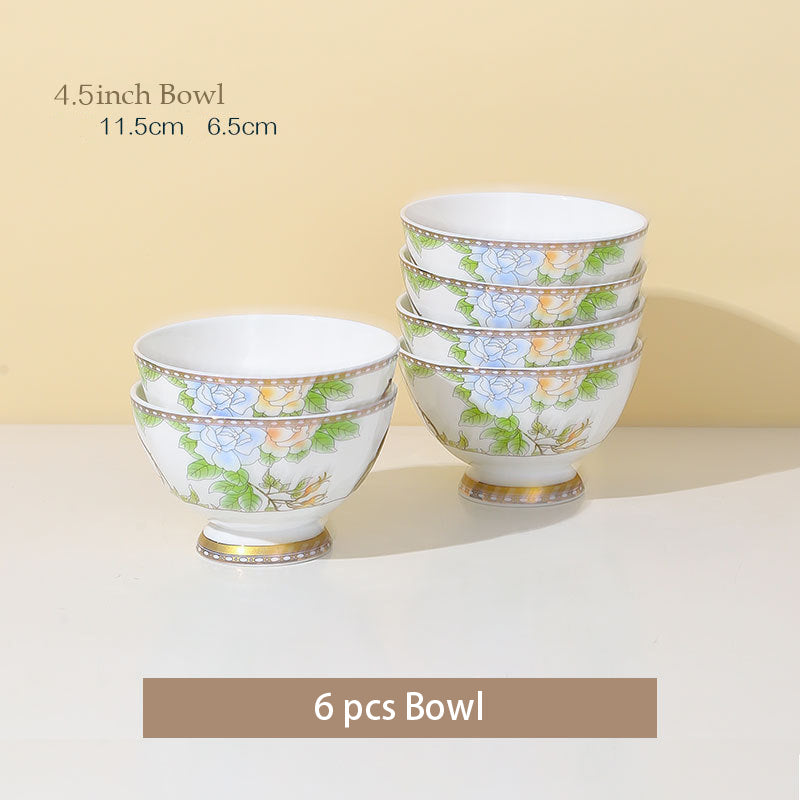 High-end Chinese Style Gold-rimmed Bone China Tableware Set dinnerware set