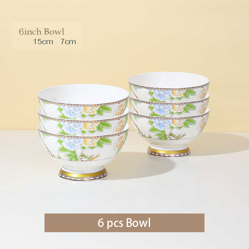 High-end Chinese Style Gold-rimmed Bone China Tableware Set dinnerware set