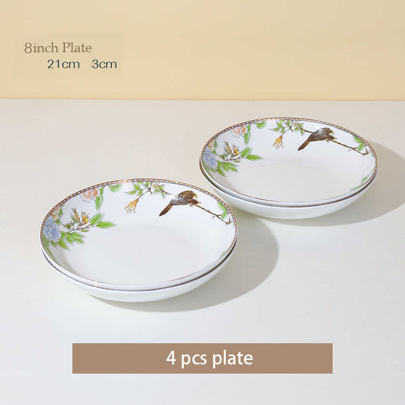 High-end Chinese Style Gold-rimmed Bone China Tableware Set dinnerware set