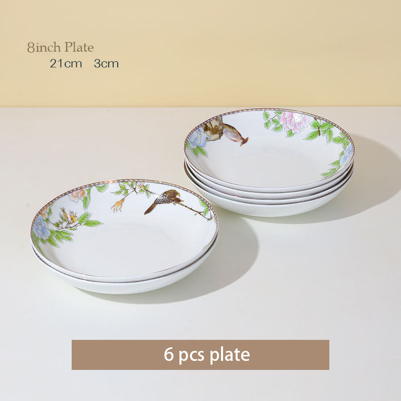 High-end Chinese Style Gold-rimmed Bone China Tableware Set dinnerware set
